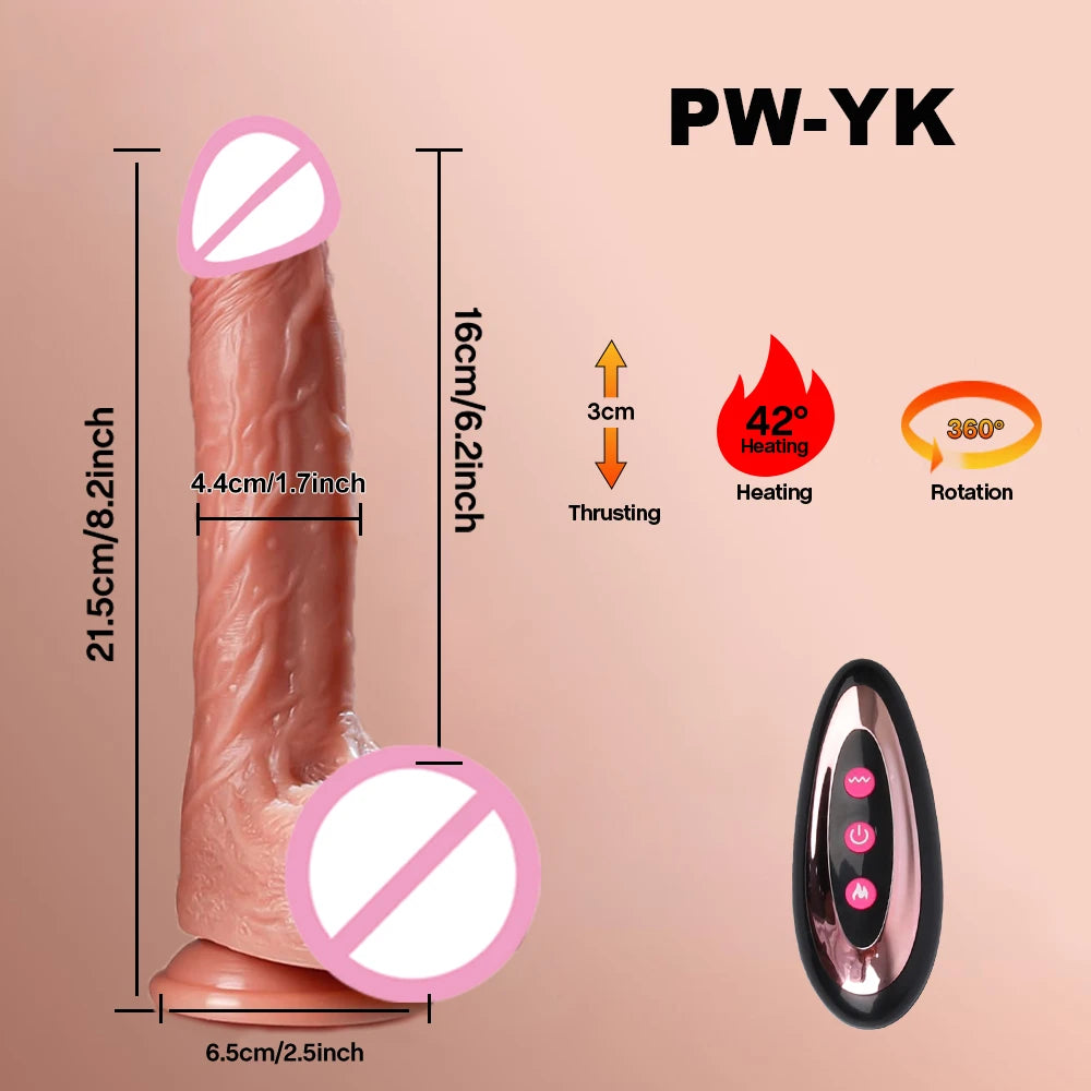 Big Penis Sex Toy Remote Control Realistic Dildo Vibrator Sexy Adult Toy Vibrating Female Sex Machine Heated Telescopic Vibrator