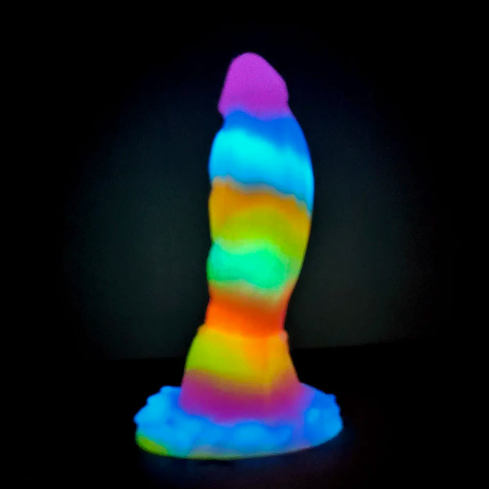 FAAK Luminous Dragon Dildo With Suction Cup Knot Dog Penis Size S M L Female Masturbator Glowing In Dark Silicone Sex Toys