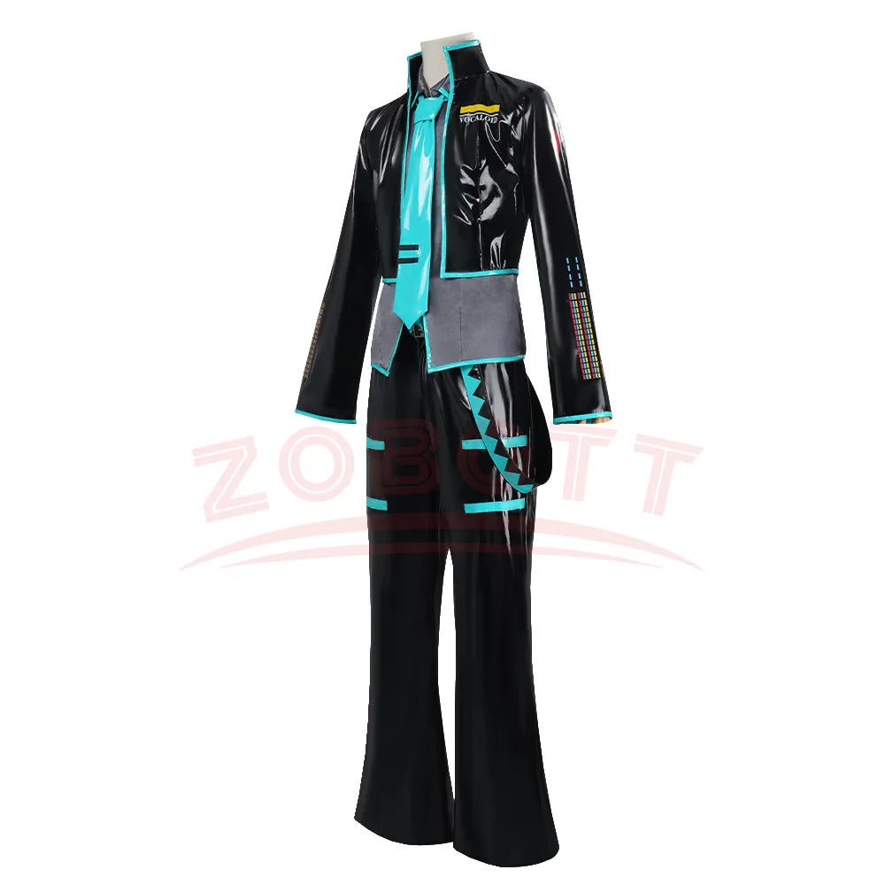 Anime Mikuo Male version Cosplay Costume Green Color Any Size Custom Made Full Set Perfect Custom black jackets Accessories
