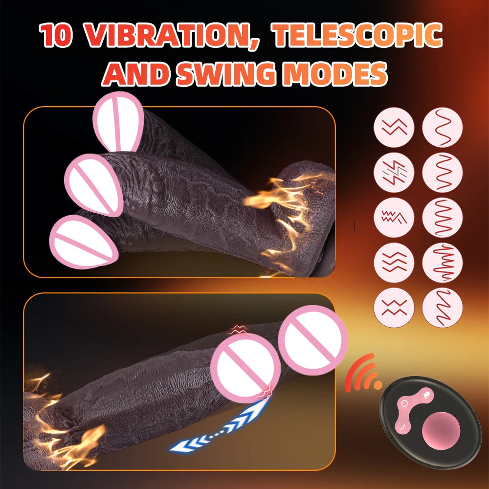 Vibrator dildo xxl realistic big cock telescopic heated spinning penis expansion vibratory massager female couple sex toys 18
