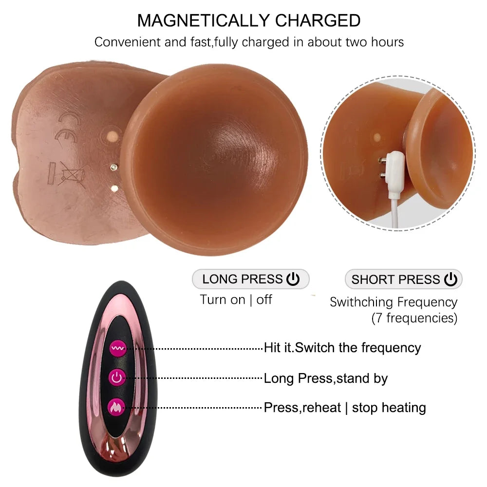 Realistic Dildo Vibrator for Women Sex Toys Heating Big Cock Remote Control Penis Telescopic Vibrators Female Stimulator Machine