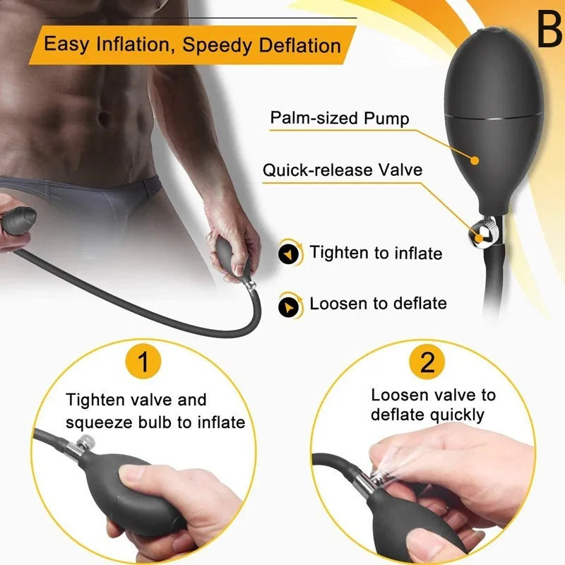 Body-Safe Silicone Expand Inflatable Anal Plug for Men Women Waterproof, Butt Plug Prostate Massager Adult Sex Toys Gay Anal Toy