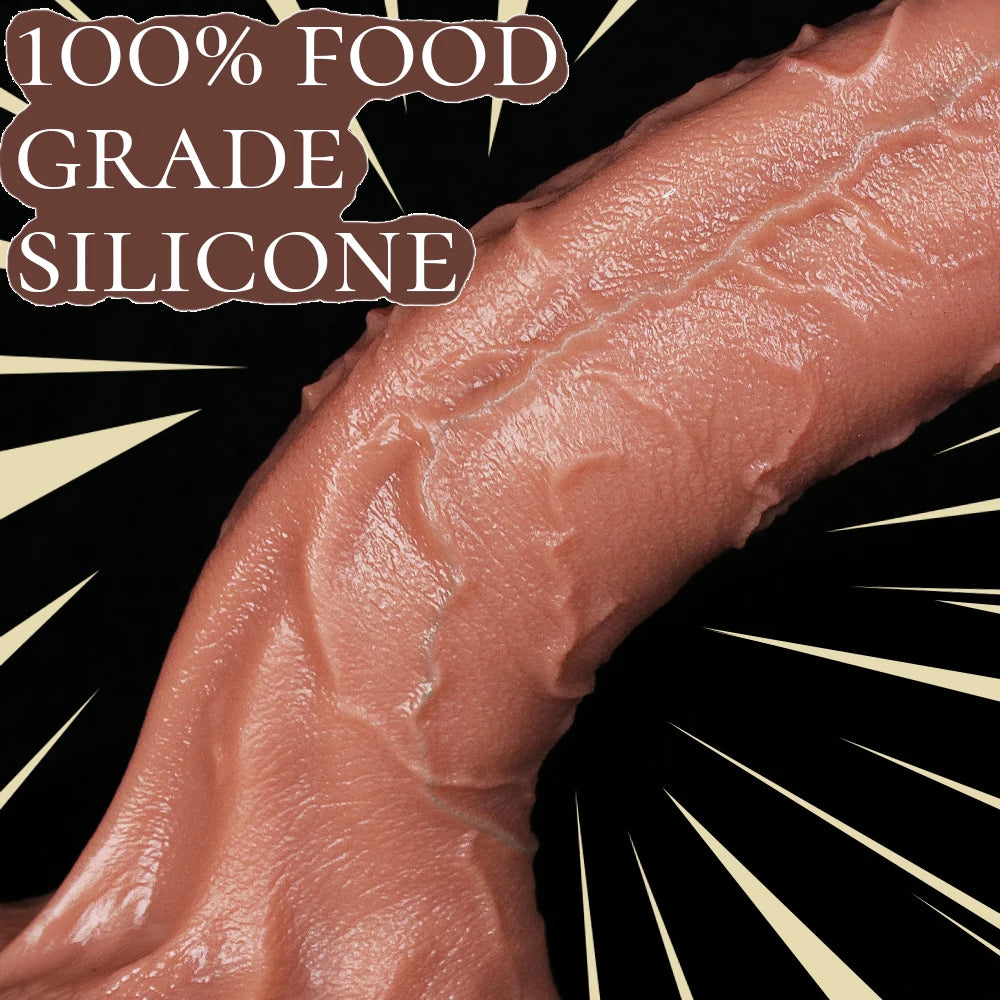 Realistic Long Dildo Brown Anal Plug with Suction Cup Big Penis Butt Plug Long Dick Sex Toys for Women Men Phallus Anal Dilator