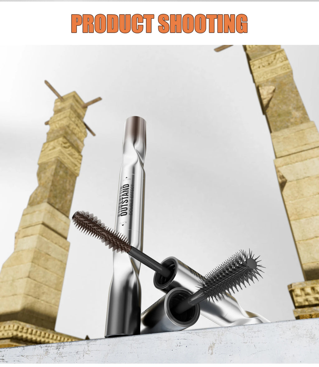 2 Color Waterproof Mascara | Long-Lasting, Smudge-Proof, Curling Formula Black & Green Shades, Formaldehyde-Free Eyelash Primer