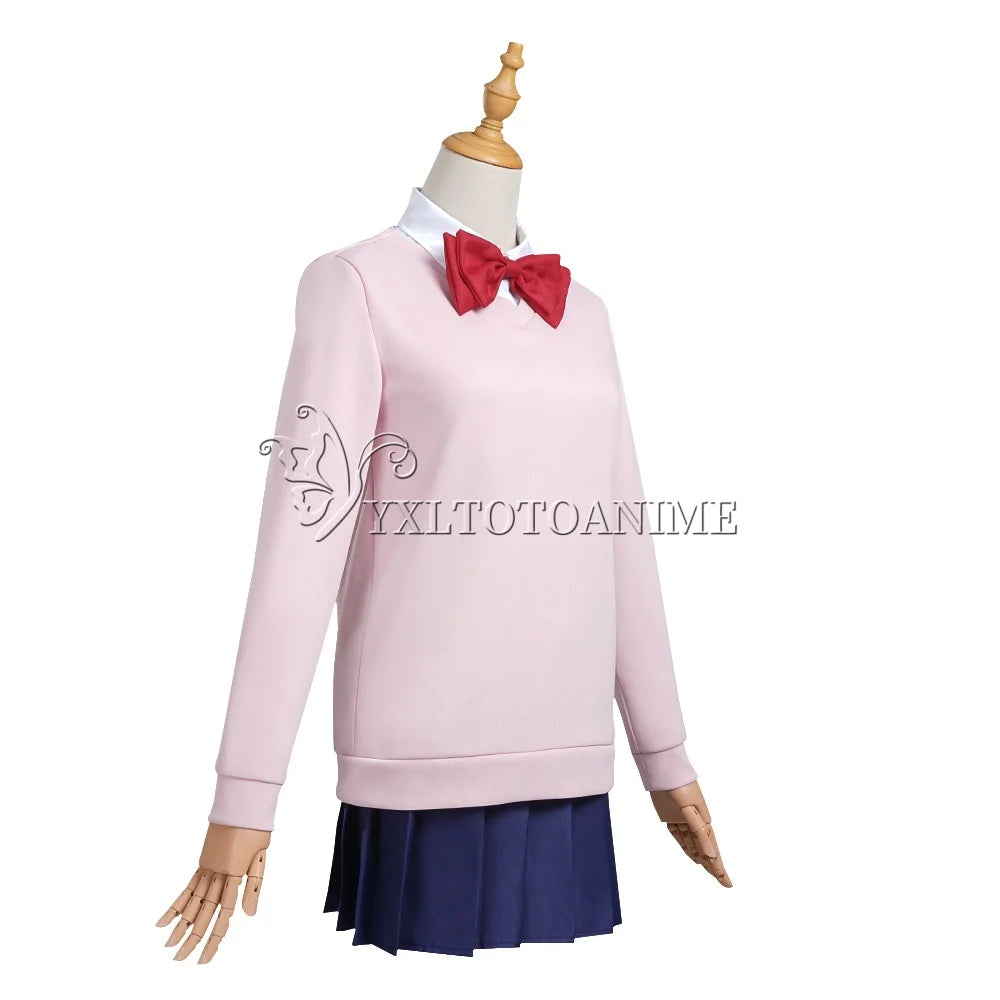 Momo Ayase Cosplay Costume Wig Anime Dandadan Dress Skirt School Uniform Earrings Choker Halloween Party for Girls Women