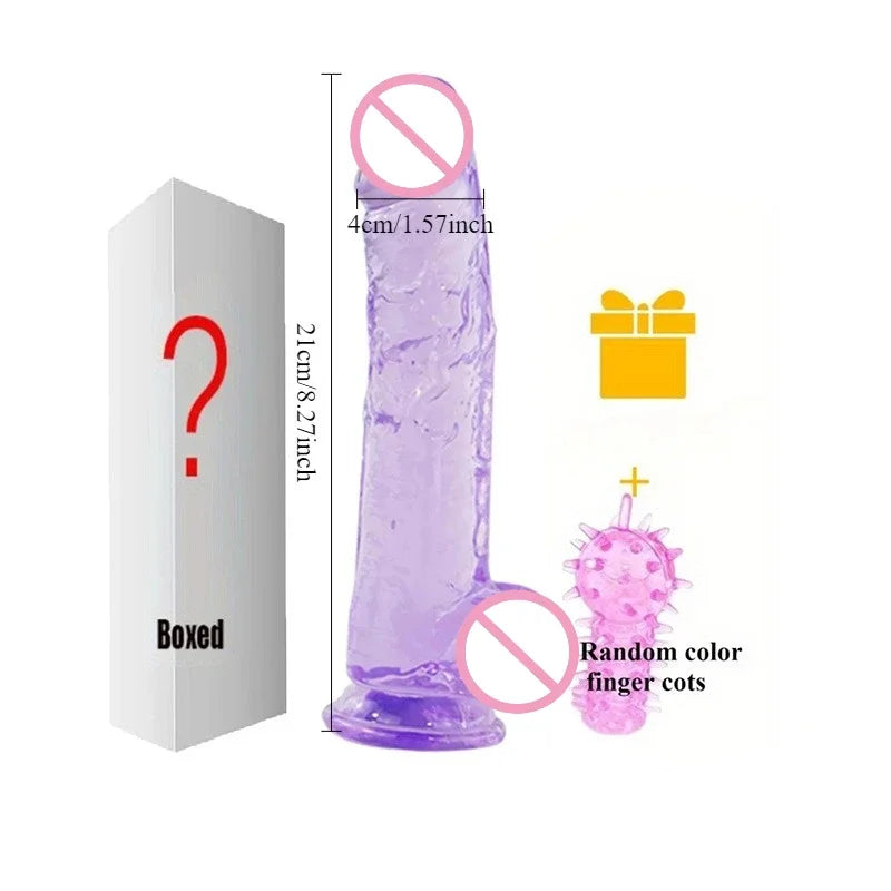 Realistic Transparent Jelly Dildos G-Spot Masturbation Sex Toy for Women Masturbator Vagina Wiht Strong Cup Ddildo Penis Adult18