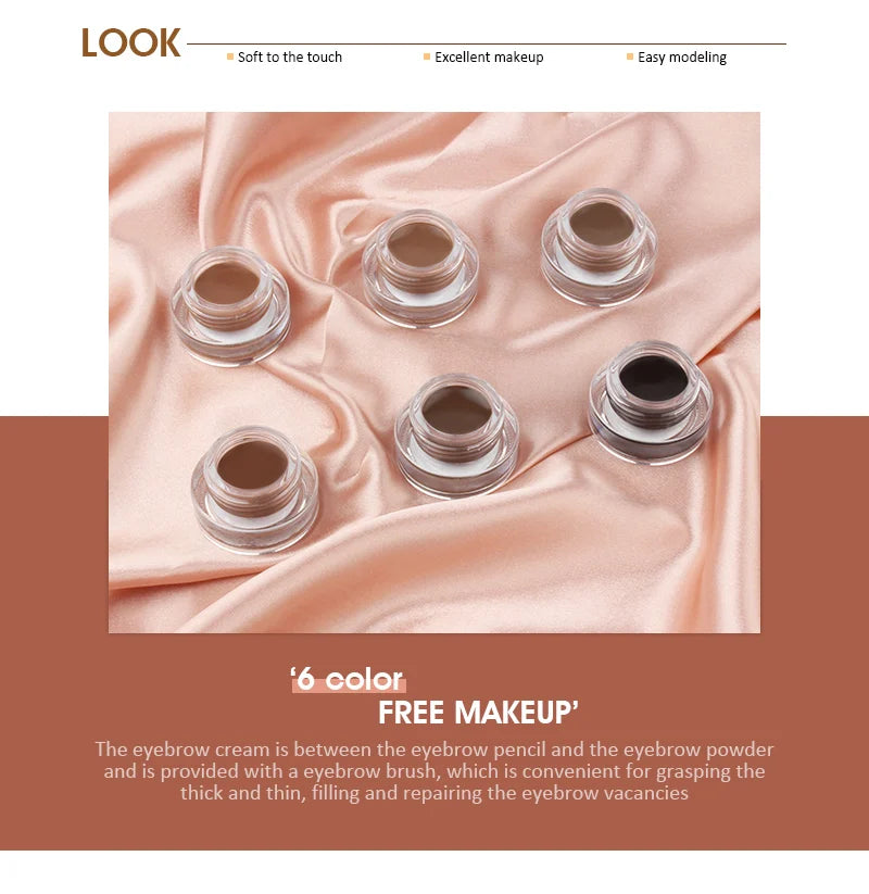 IMAGIC Professional Eyebrow Gel 6 Colors Eyebrow Enhancer Brow Enhancers Tint Makeup Eyebrow Brown With Brow Brush Tools