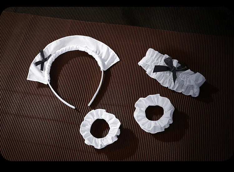 Sexy Women Crotchless Lingerie Cosplay Lolita Uniform French Apron T panties Maid Dress Erotic Underwear Role Play Costumes Sets