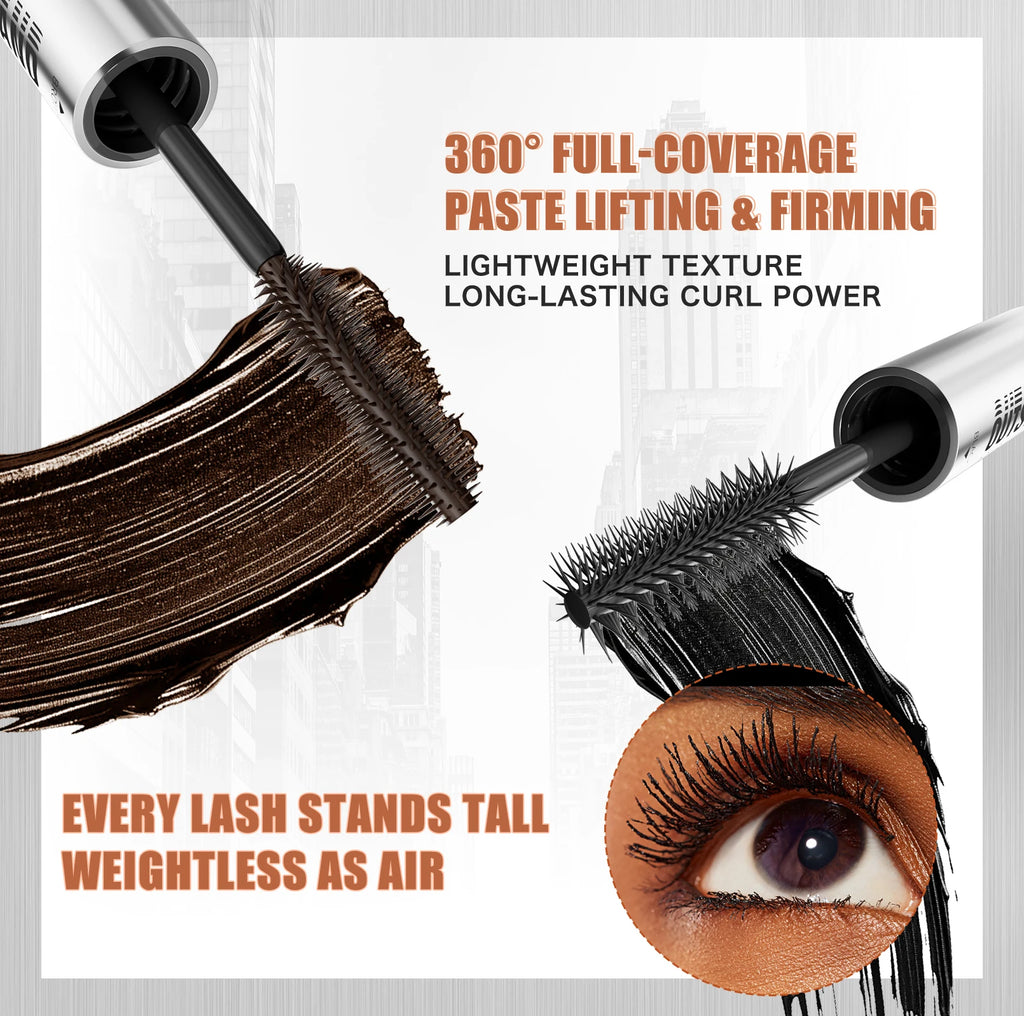 2 Color Waterproof Mascara | Long-Lasting, Smudge-Proof, Curling Formula Black & Green Shades, Formaldehyde-Free Eyelash Primer
