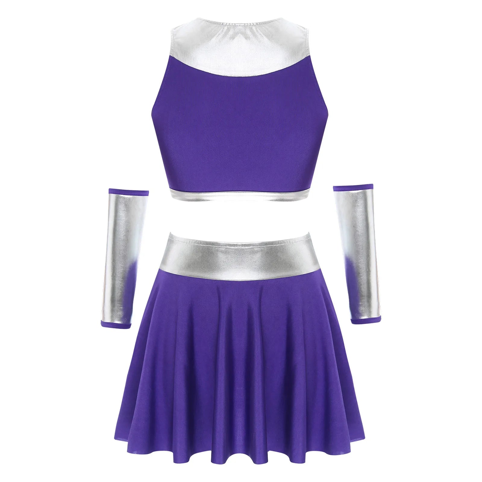 Women Anime Princess Cosplay Costume Halloween Cheerleading Uniform Performance Tracksuit Crop Top with Miniskirt Gloves Set