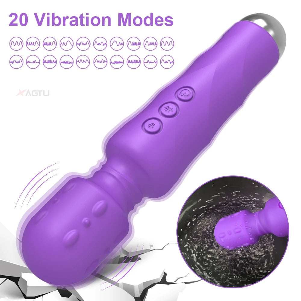 20 Speed Strong Dildo AV Vibrator for Women Vagina Clitoris Stimulator Vibrators Magic Wand Massager Erotica Sex Toys for Adults
