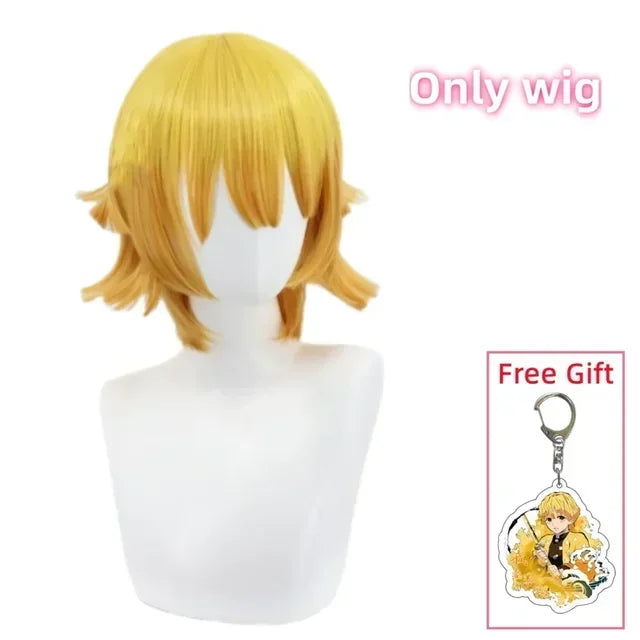 Anime Agatsuma Zenitsu Cosplay Kostuum Kimono Halloween Kleding Party Uniform Pruik Vrouwen Kids