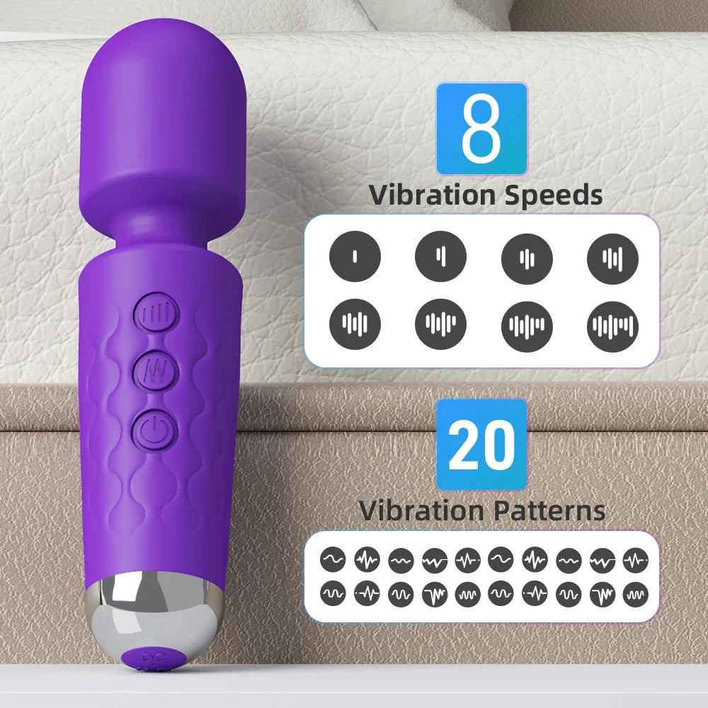 Powerful Clitoris & G-Spot Vibrator - USB Rechargeable AV Massager, Sexual Wellness Erotic Sex Toy for Women, Adult Product