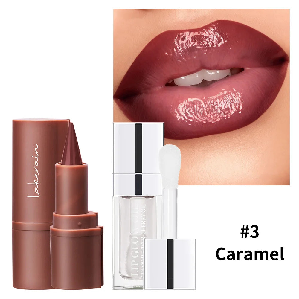 3D Lip Gloss & Lip Liner Set Hydrating Formula Define Lips Precision Application Versatile Makeup Styles Natural Finish Cosmetic