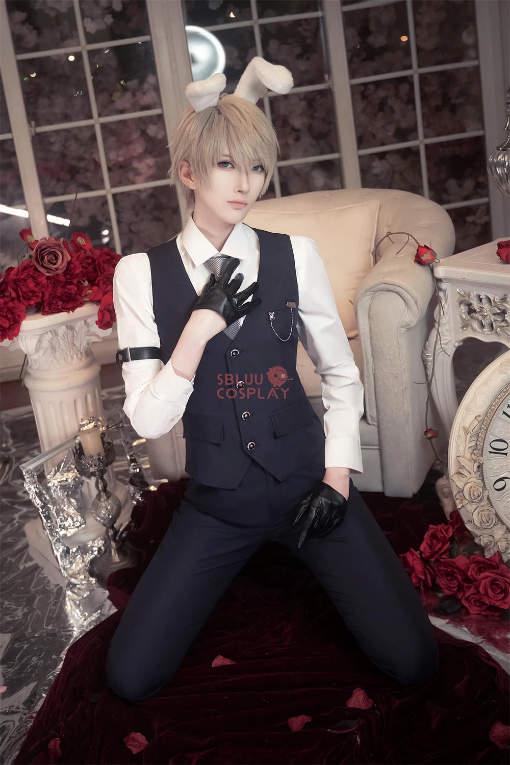 SBluuCosplay Rabbit Butler Xavier Cosplay Costume Game Love and Deepspace Bunny Shen Xinghui Costume Qiyu Rafayel Halloween