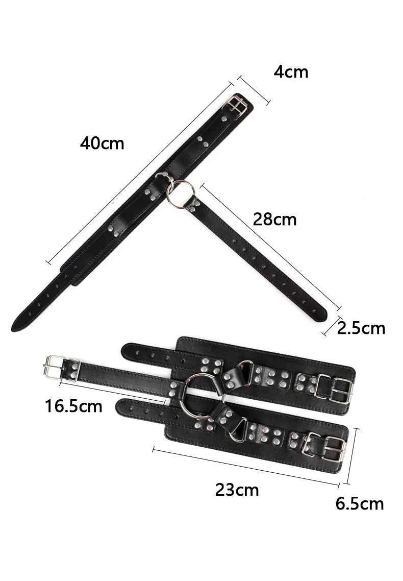 Kinky BDSM Bondage Neck To Wrist Restraints Erotic Collar Handcuffs Bondage Kit Slave Role Play Fetish Sex Toys For Couples