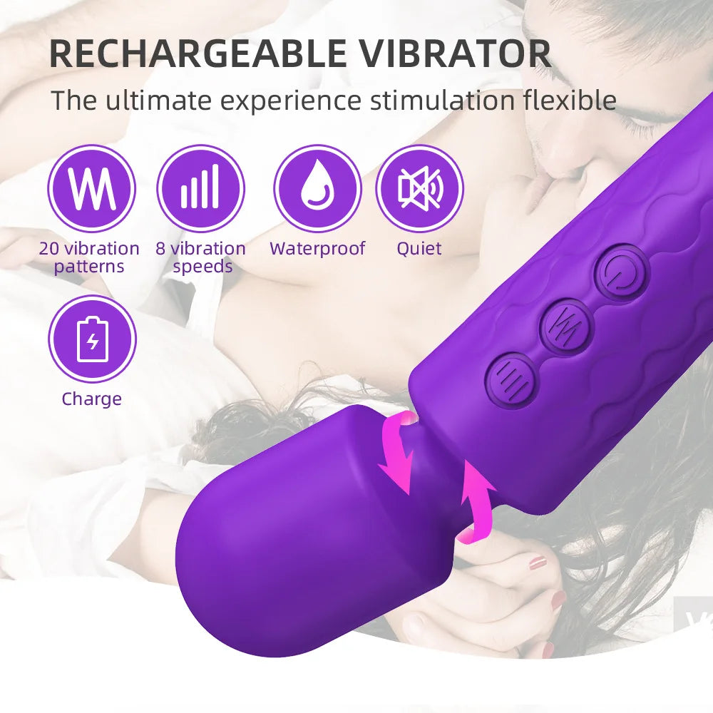Powerful Clitoris & G-Spot Vibrator - USB Rechargeable AV Massager, Sexual Wellness Erotic Sex Toy for Women, Adult Product
