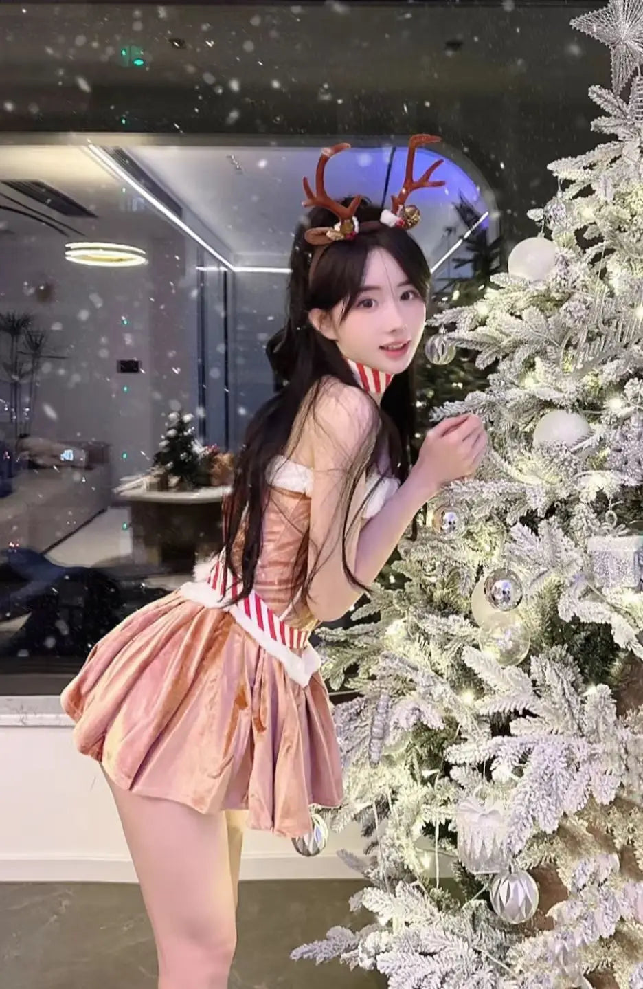 Christmas Cosplay Costume Sexy Reindeer Rudolph Xmas Party Performance Photoshooting Tempting Uniform Hot Seductive Pure Desire