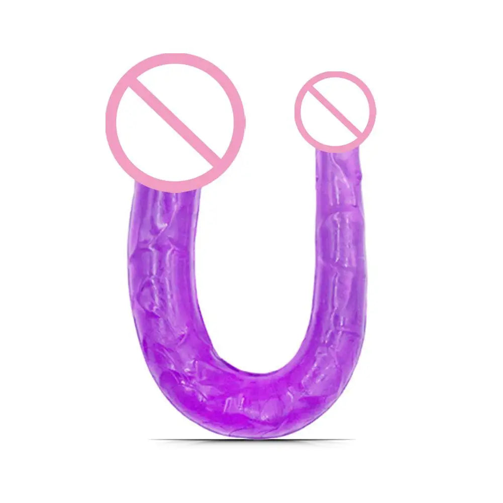 Adult Supplies Sex Toy Double Ended Realistic Dildo Long U Type Flexible Jelly Dildos Penis Cock Anal Plug Massager G-spot