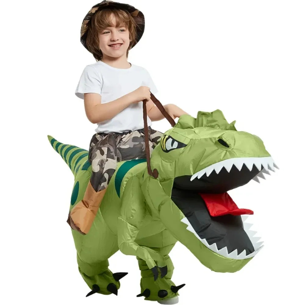 Inflatable Dinosaur Costume Riding T Rex Air Blow Up Funny Fancy Dress Party Halloween Costume for Adult Cosplay Party
