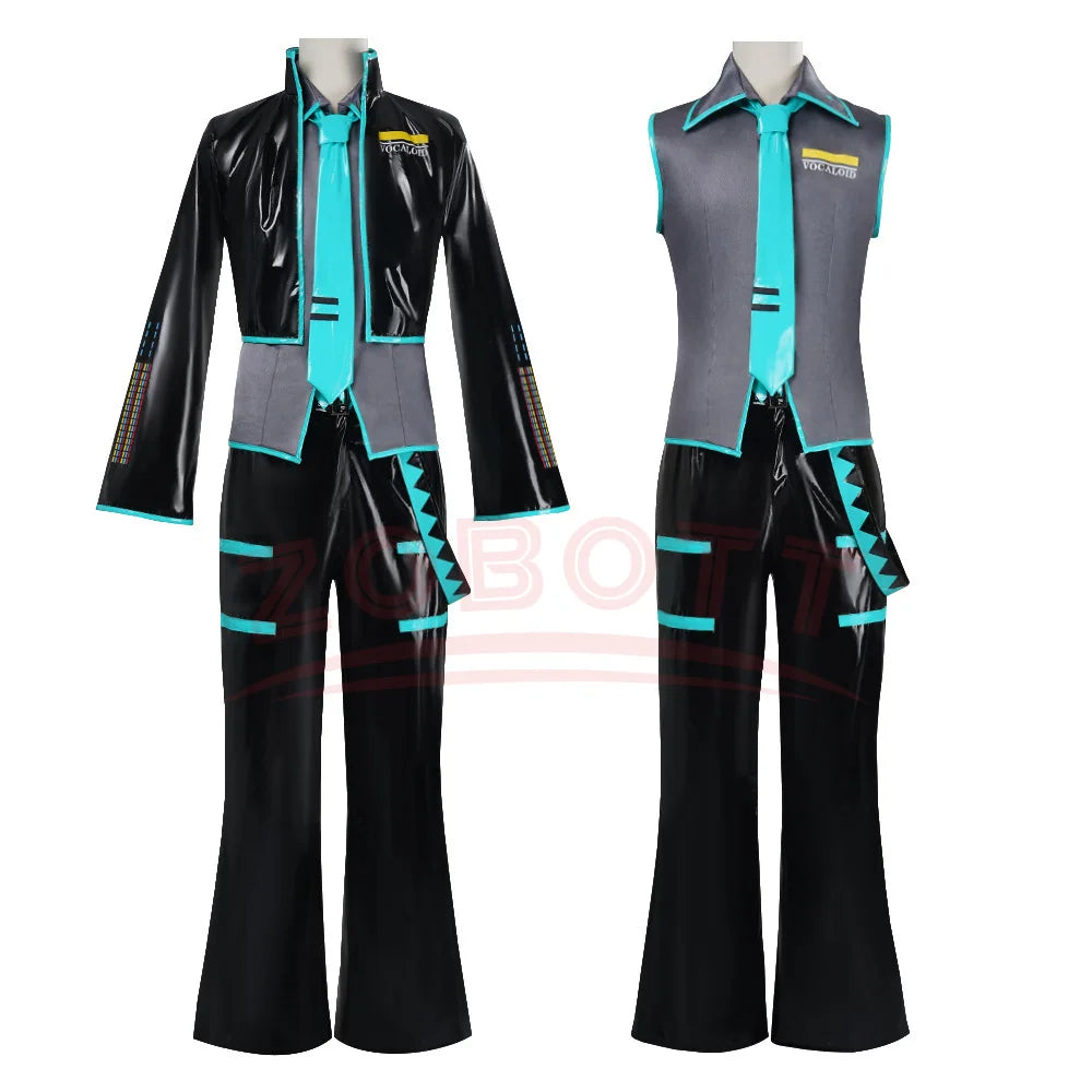 Anime Mikuo Male version Cosplay Costume Green Color Any Size Custom Made Full Set Perfect Custom black jackets Accessories