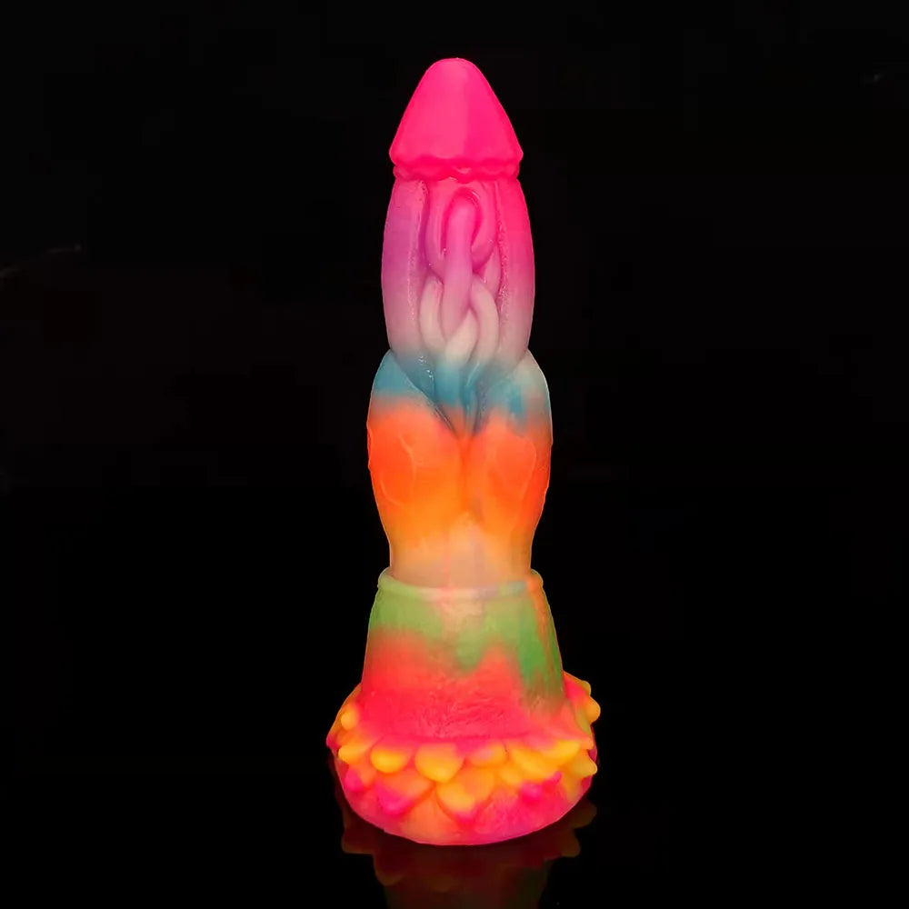 FAAK Luminous Dragon Dildo With Suction Cup Knot Dog Penis Size S M L Female Masturbator Glowing In Dark Silicone Sex Toys