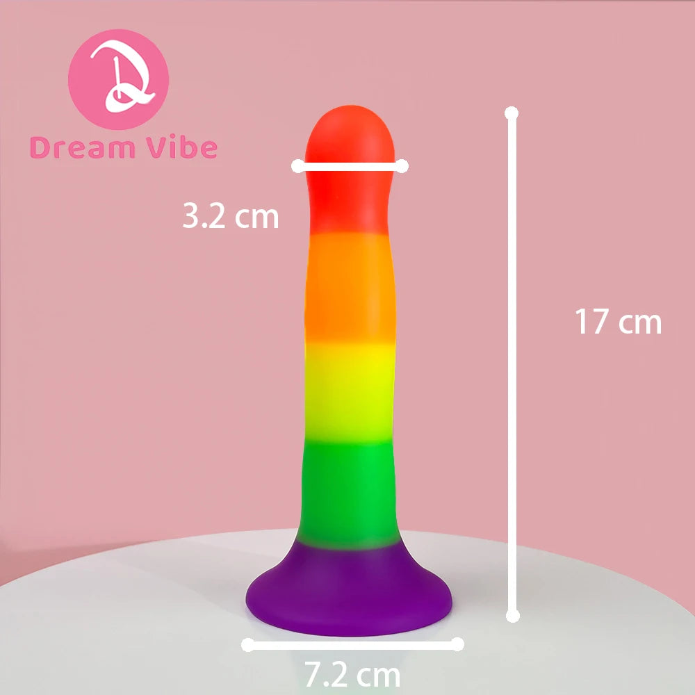 Liquid Silicone Rainbow Dildo Strong Suction Base Soft and Smooth Penetration Deep Adult Sex Toy New Anal Plug Gay Sex Penis