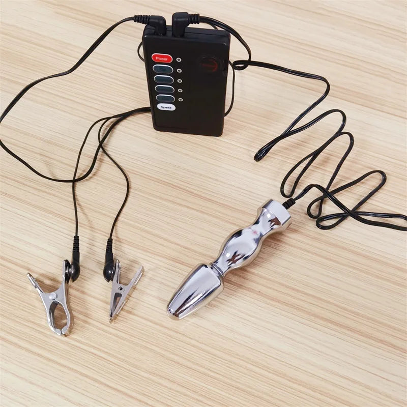 Metal Anal Beads Butt Plug Electric Shock Nipples Clips Vagina Stimulation Massage Adult Sex Toys for Women Men Gay Masturbation