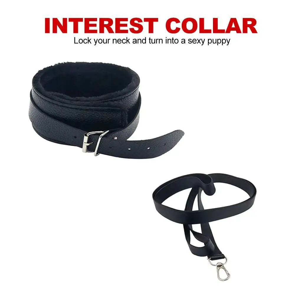Hot 10Pcs/Set Toys Woman PU Leather SM Bondage Set Hand Cuffs Footcuff Whip Rope Blindfold Erotic Sex Toy For Couple
