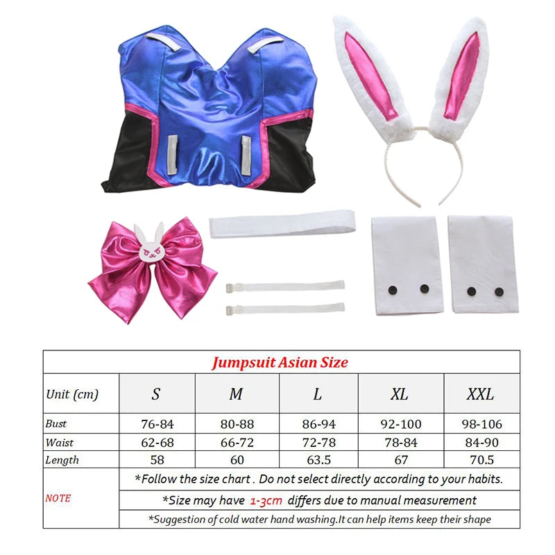 Anime Woman Jumpsuit Tights Dva Cosplay Costume Game Zentai Wig Cosplay Props Headphone Suit D.Va Cos Party Halloween Costumes