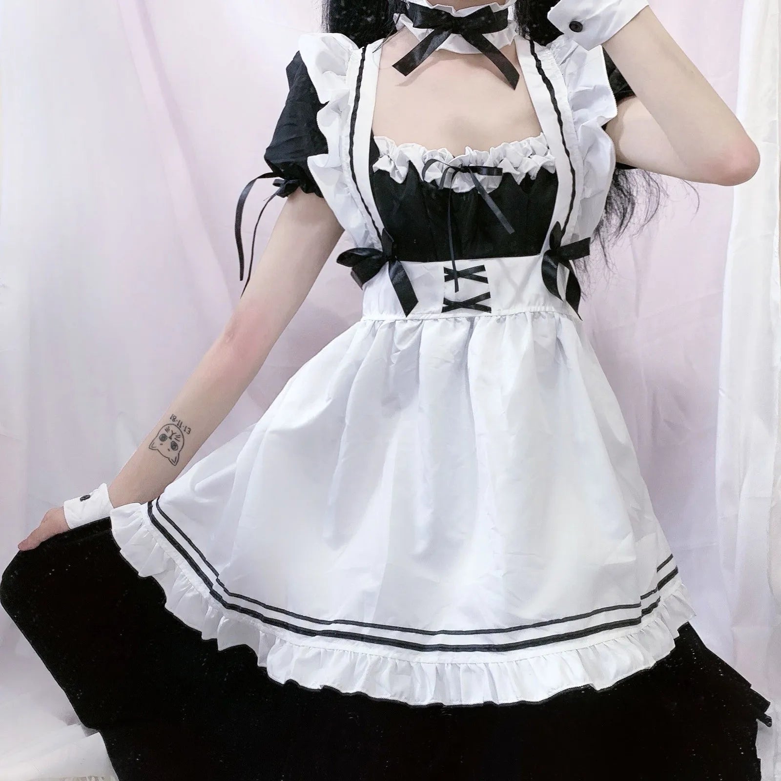 Black Pink Lolita Maid Costumes Cute Girls Women Lovely Maid Cosplay Costume Animation Show Japanese Outfit Dress Clothes S-5XL
