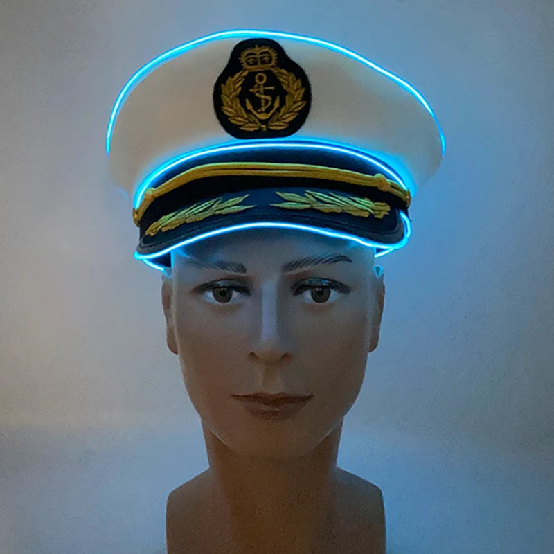 LED Pirate Hat Pirate Theme Holiday Cosplay Pirate Costume Decorations Glowing Captain Hat Colonial Tricorn Hat Woman Skull Hat
