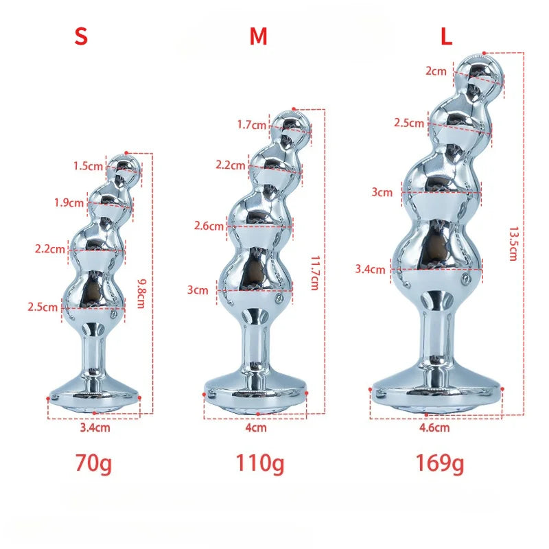 Metal Anal Plug Prostate Massager Anal Beads Butt Plug Metal Dildo G-spot Stimulating Sex Toys for Men and Women But Plug