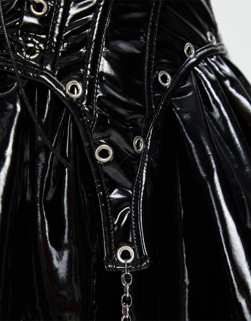 Meowcos Miss Misa Cosplay Costume Women  Halloween Gothic  Black Lace-up Corset Top and Skirt with Net Stockings and Sleeves