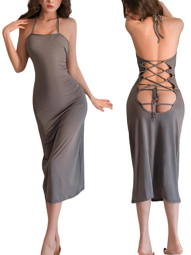 Sexy Bondage Lingerie Women Open Anal Exotic Apparel Babydoll Nightdress Backless Teddy Office Erotic Outfit Role Play Underwear