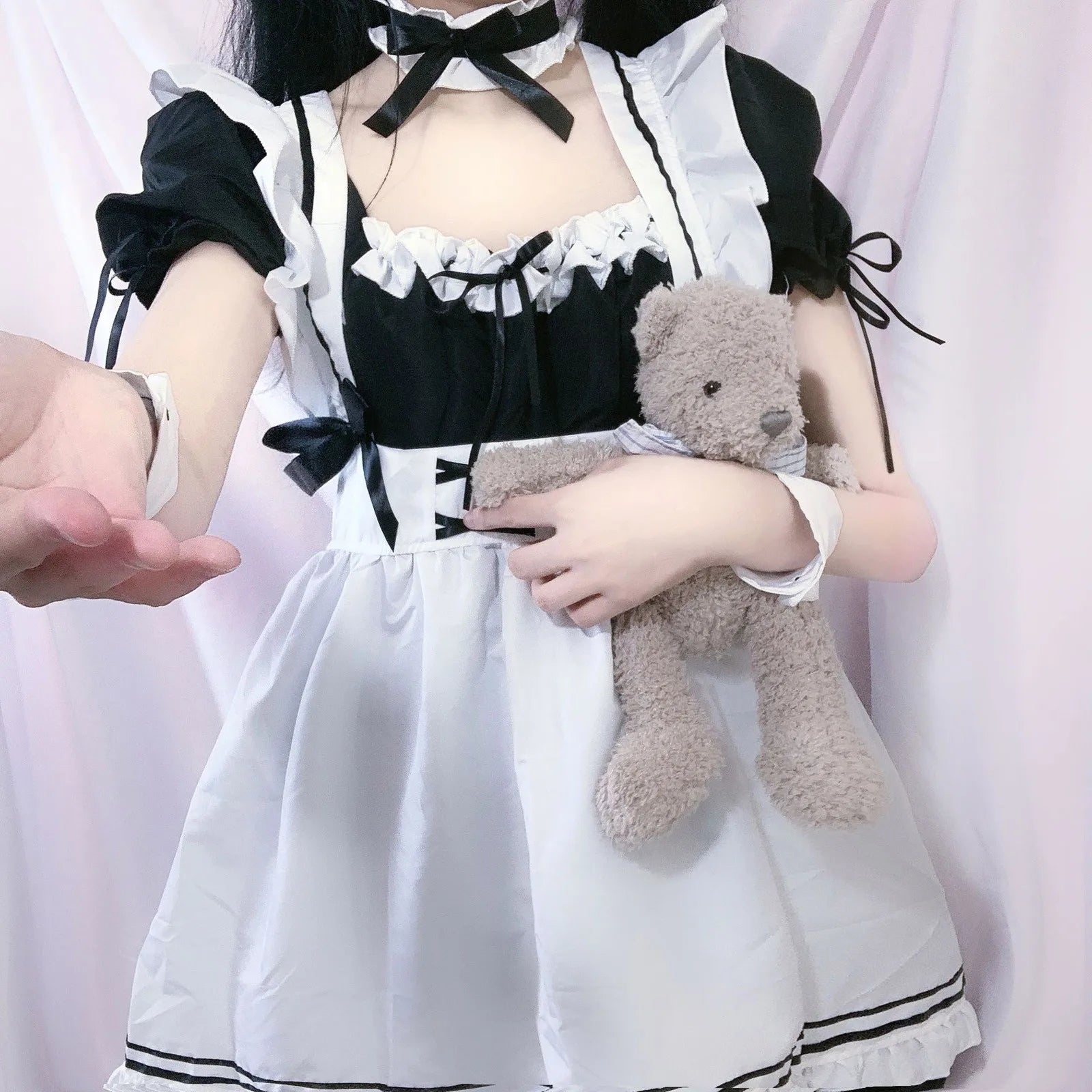 Black Pink Lolita Maid Costumes Cute Girls Women Lovely Maid Cosplay Costume Animation Show Japanese Outfit Dress Clothes S-5XL