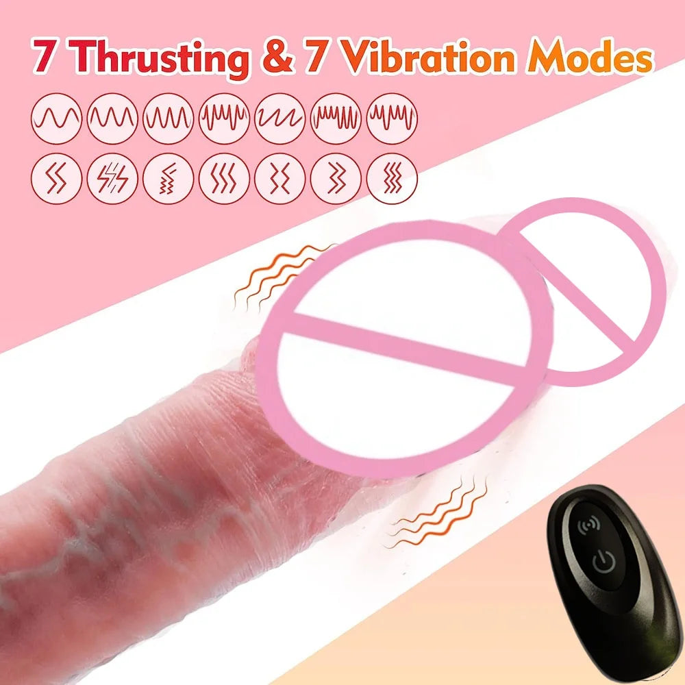 2 In 1 Telescopic Vibrator Dildo Realistic Big Dick Vaginal Masturbation Orgasm Penis Rotating Huge Cock Sex Toys for Lesbian