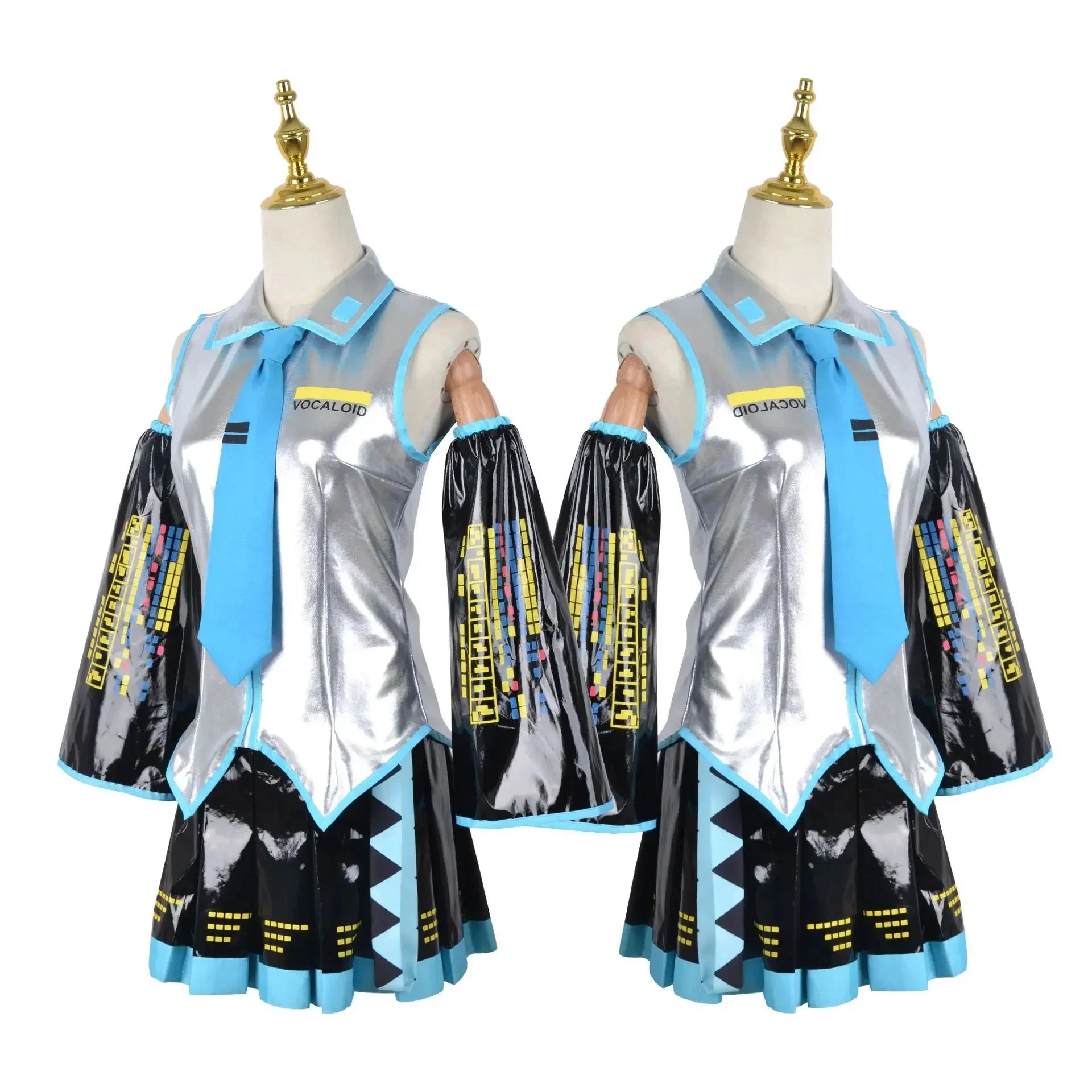 Miku Cosplay Ensemble Complet En Cuir Argenté Tissu Costume Miku Cosplay Chapeaux Costume Tenue JK Robe De Marin Lycée Uniforme