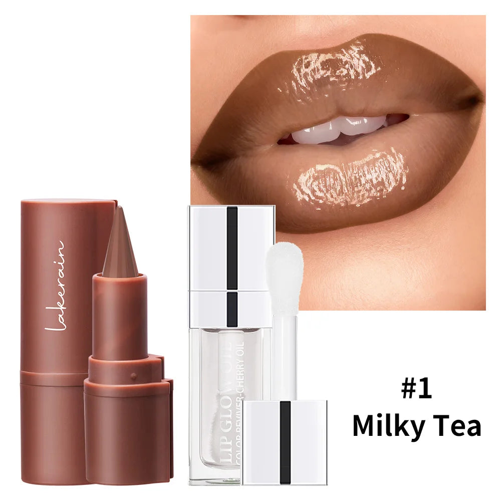 3D Lip Gloss & Lip Liner Set Hydrating Formula Define Lips Precision Application Versatile Makeup Styles Natural Finish Cosmetic