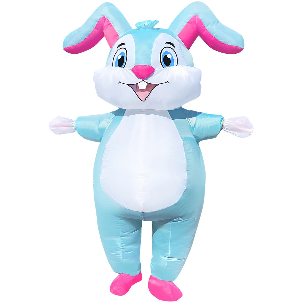 Easter Bunny Clown Adult Kids Inflatable Costume Funny Cute Rabbit Cosplay Suit For Performance Festival Carnival Party Clothing