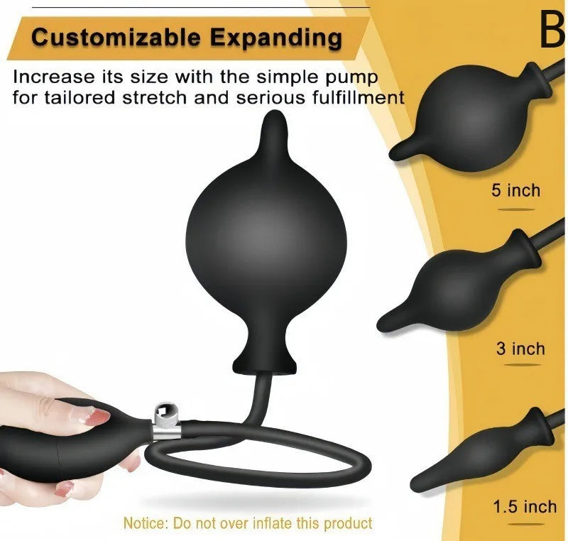 Body-Safe Silicone Expand Inflatable Anal Plug for Men Women Waterproof, Butt Plug Prostate Massager Adult Sex Toys Gay Anal Toy