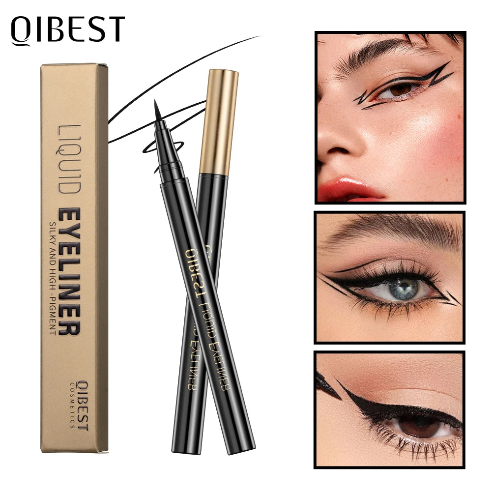 QIBEST Waterproof Black Eyeliner Matte Long Lasting Liquid Eyeline Makeup High Pigment No Smudge Eyeliner Pen Cosmetic Tools