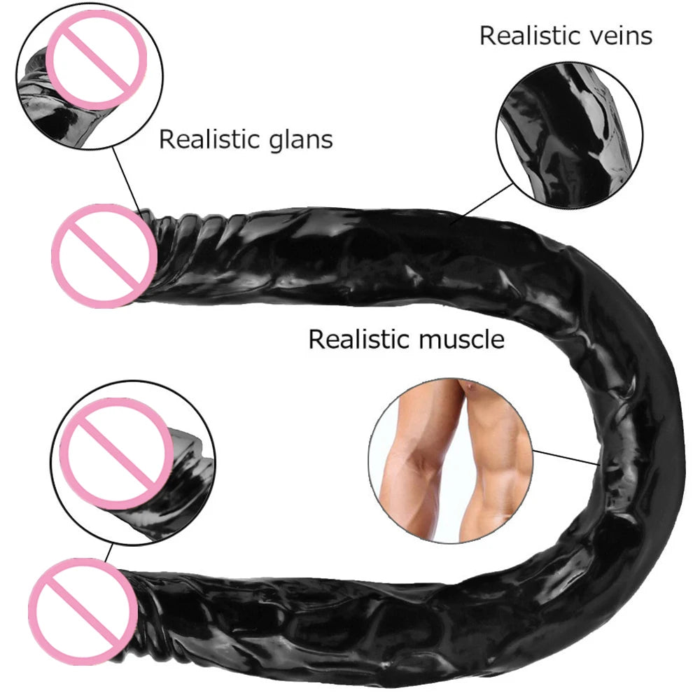 55cm Multicolor Double Head Dildo Flexible Dick Soft Big Penis Vagina Orgasm G-spot Stimulator Anal Sex Toys For Lesbian And Gay