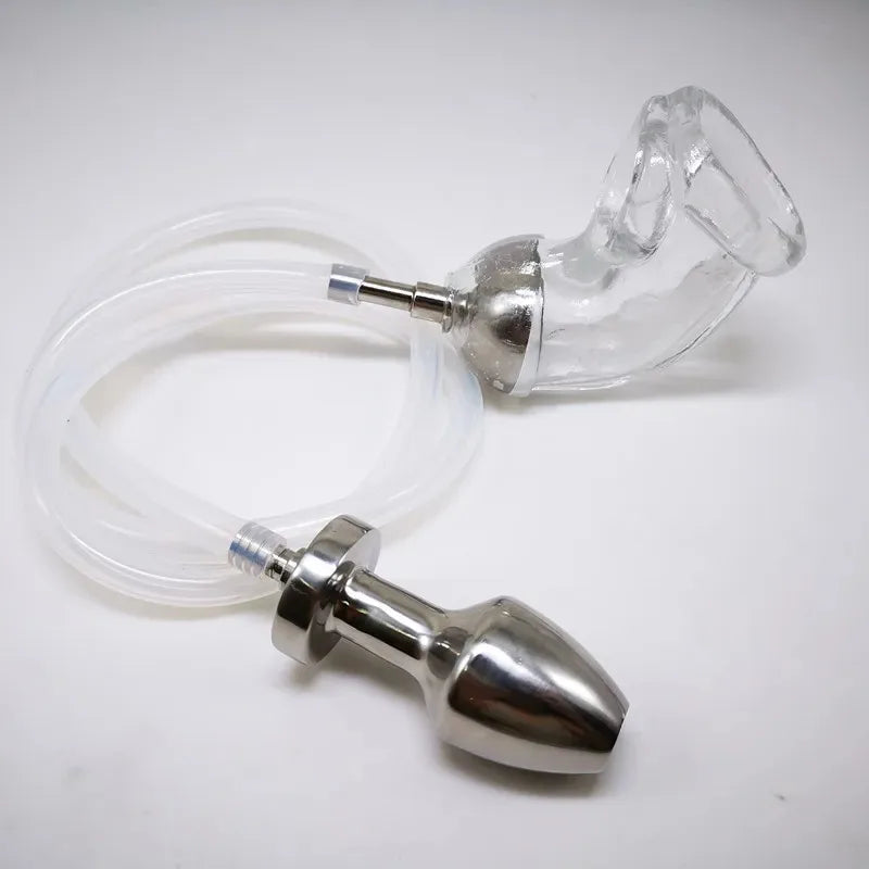 Anal Plugs with Cages Anal Rinse Cleaning Penis Sleeve Urine Into Anus Plugs Adult Games Couples Conditioning Adult Sex Toys 18+