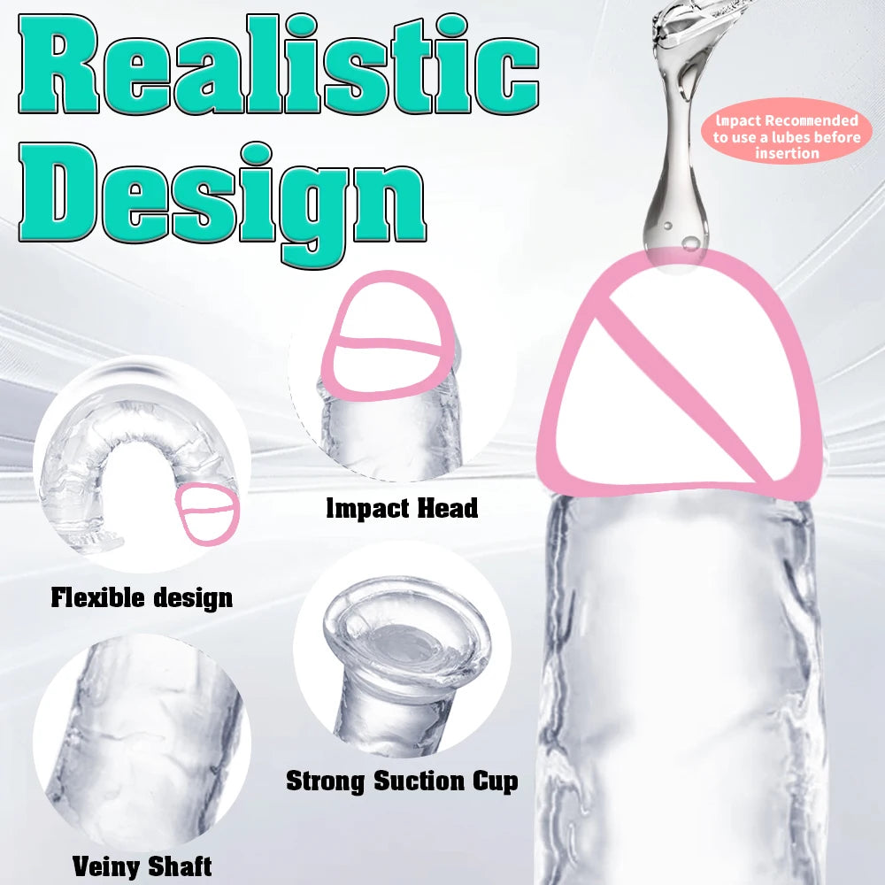 6 Sizes Realistic Big Dick Jelly Dildo Women Gay Anal Huge Dildo Sex Toys Clitoris Vaginal Masturbators Penis with Suction Cup