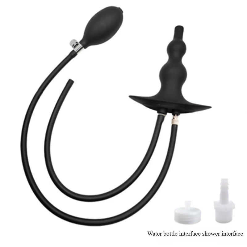 Water Spray Enema Inflatable Anal Plug Stimulate Sex Toys For Couple Women Vagina Anus Extreme Dilator Douche Cleaner SM Tool
