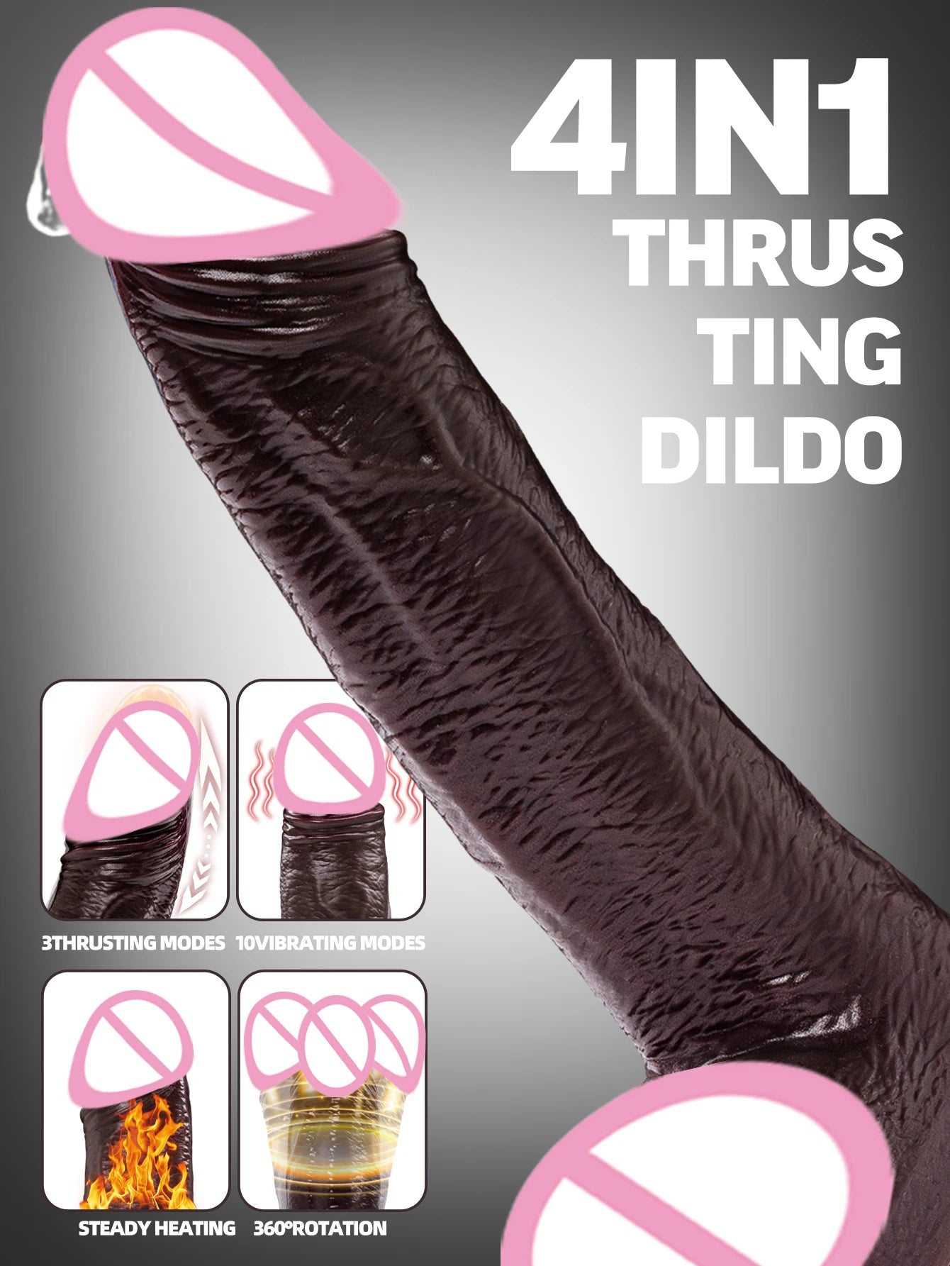 Women's Realistic Large Dildo Vibrator Sex Toy with Heating Function Big Penis Remote Control Telescopic Vibrator for Anal Use