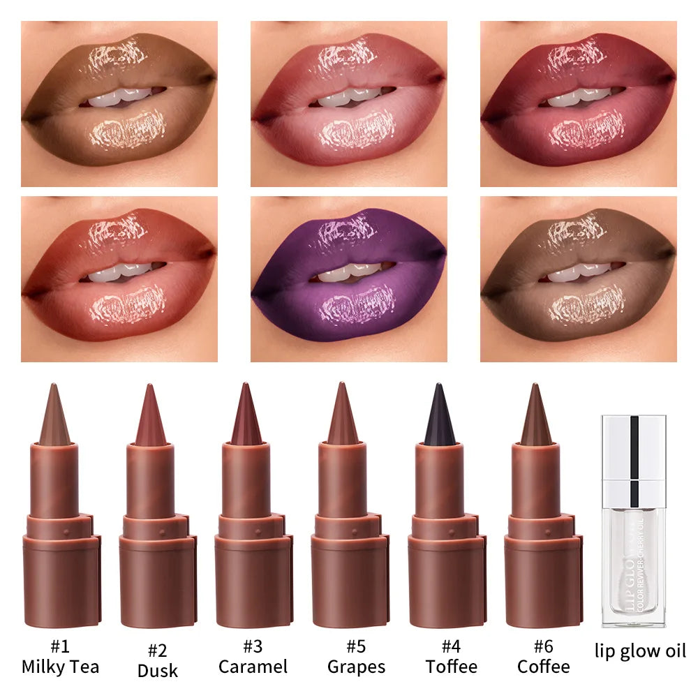 3D Lip Gloss & Lip Liner Set Hydrating Formula Define Lips Precision Application Versatile Makeup Styles Natural Finish Cosmetic