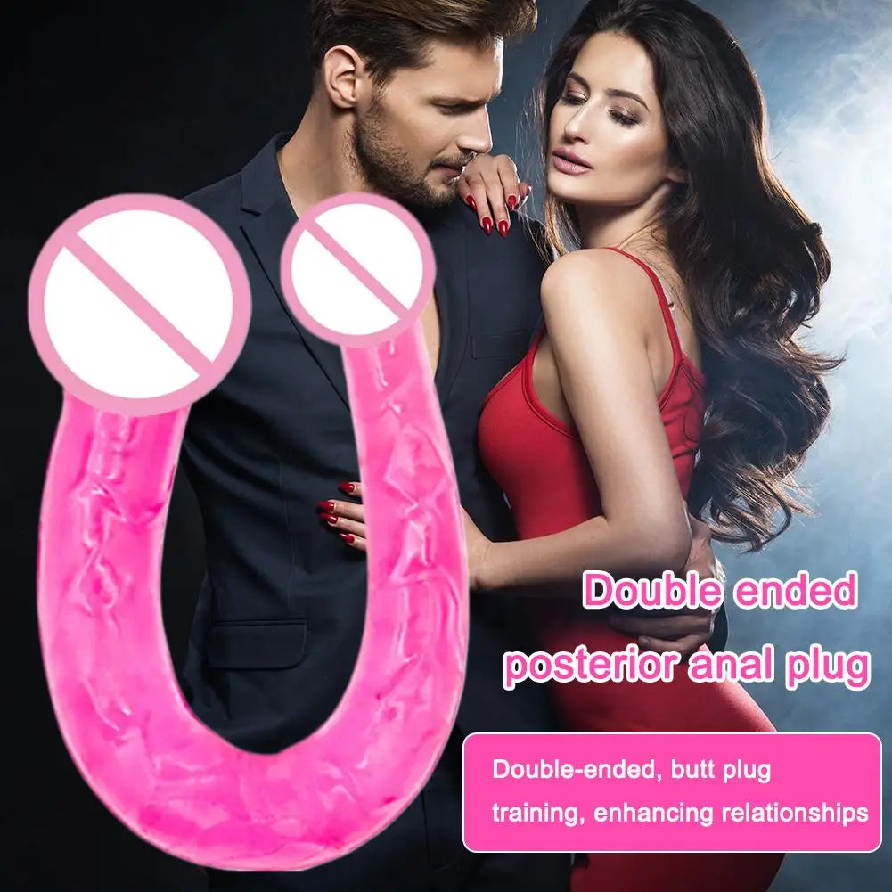 Adult Supplies Sex Toy Double Ended Realistic Dildo Long U Type Flexible Jelly Dildos Penis Cock Anal Plug Massager G-spot