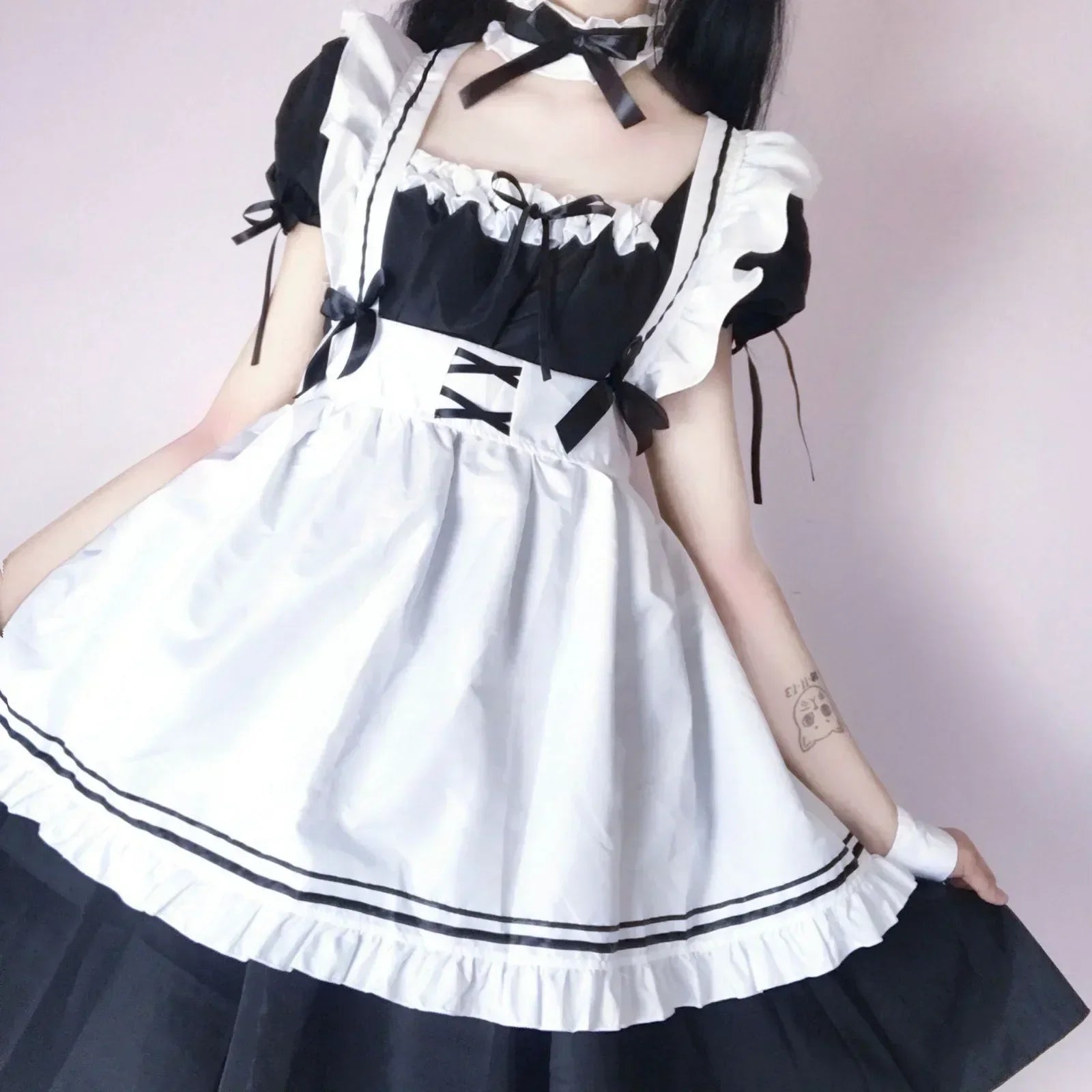 Black Pink Lolita Maid Costumes Cute Girls Women Lovely Maid Cosplay Costume Animation Show Japanese Outfit Dress Clothes S-5XL